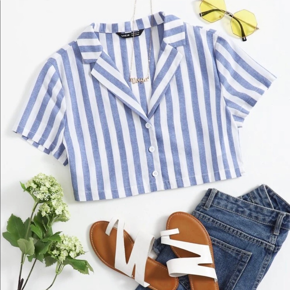 SHEIN striped crop top size M